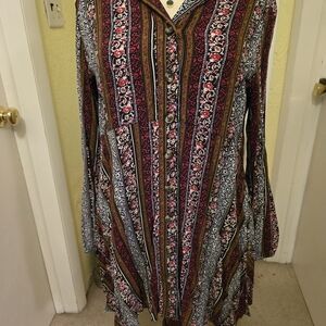 Multicolor Button-Up Tunic